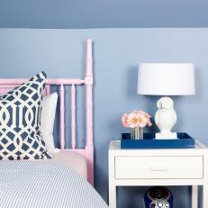 Light Pink Bed in Eclectic, Blue Girl's Room