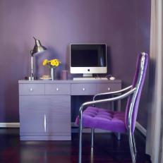 Purple Girl's Bedroom with Purple Computer Desk and Chair
