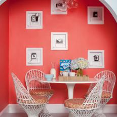 Cheery Coral Breakfast Nook With Camera Display