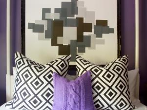 Decorative Pillows in Purple Bedroom