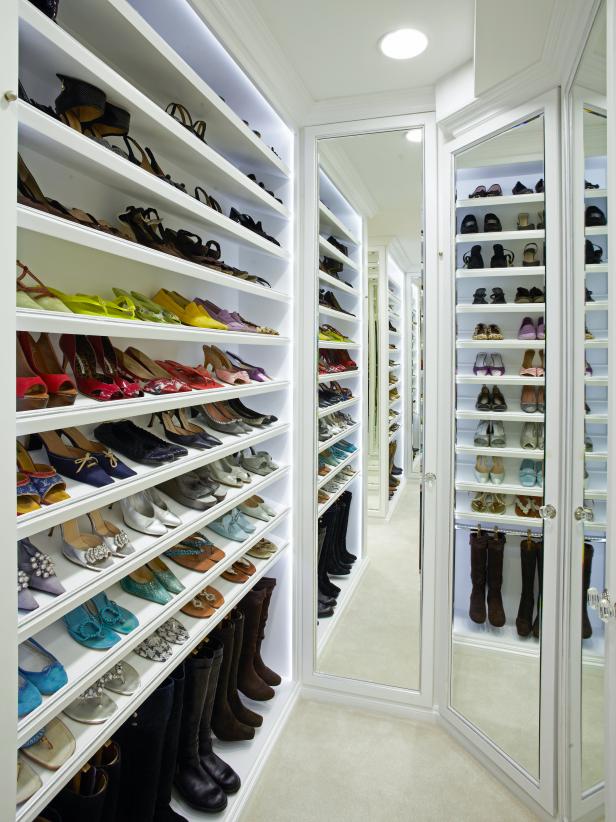 Mirrored Shoe Closet