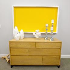 Modern Wood Dresser and Bright Yellow Memo Board