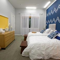 Chevron Accent Wall in Contemporary Bedroom