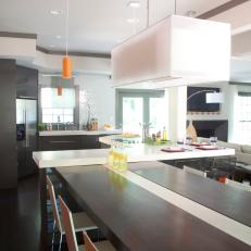 Modern White Kitchen and Dining Combo