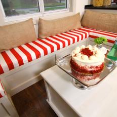 Built-In Dining Banquette With Striped Cushions