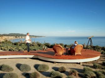 Redwood Deck With Couple and Ocean View