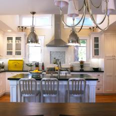 Transitional, Neutral Family-Friendly Kitchen With Island
