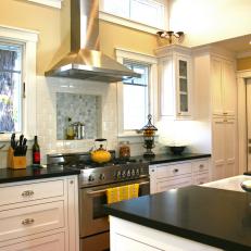 Neutral Transitional Kitchen With Black Countertops
