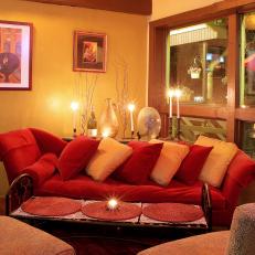 Photos Hgtv Yellow Eclectic Living Room With Red Sofa