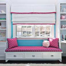 Cozy Window Seat in Girl's Bedroom 