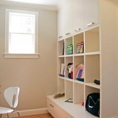 Neutral Mudroom With Shelves and Desk
