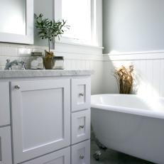 Contemporary-Meets-Cottage White Bathroom