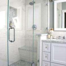 Tiled, Walk-In Shower in Contemporary Bathroom 