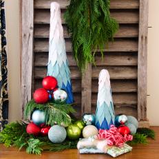 Blue and White Ombre Felt Christmas Trees and Decor