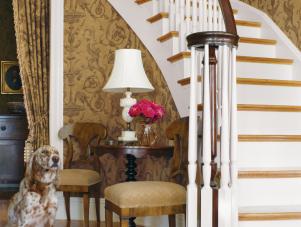 Gorgeous, Traditional Foyer With Wallpaper