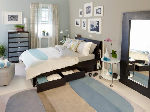 Contemporary Bedroom With Taupe And Blue Color Scheme Hgtv