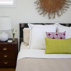 Neutral Guest Bedroom With Green Pillow 