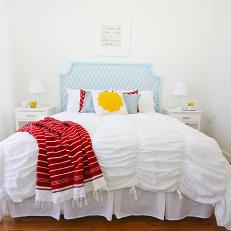 Oversized Bed in Girl's White Transitional Bedroom