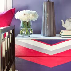 Bold Chevron-Painted Dresser in Purples and Pink