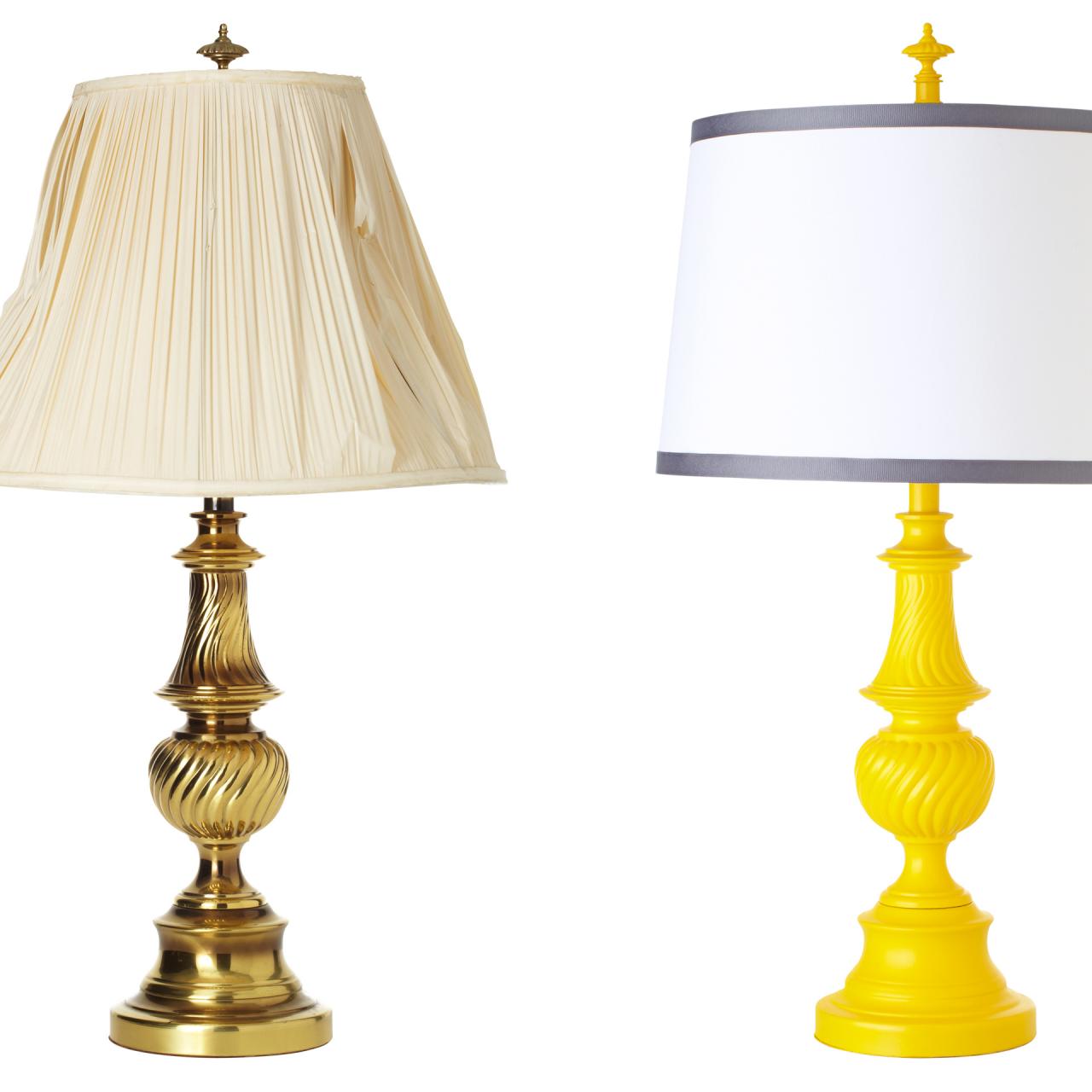 Brass Lamp Makeover: gilded and spray painted lamp shade