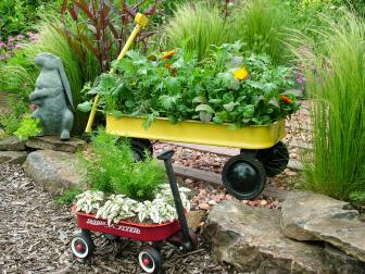 Unique Container Garden Made of Wagons