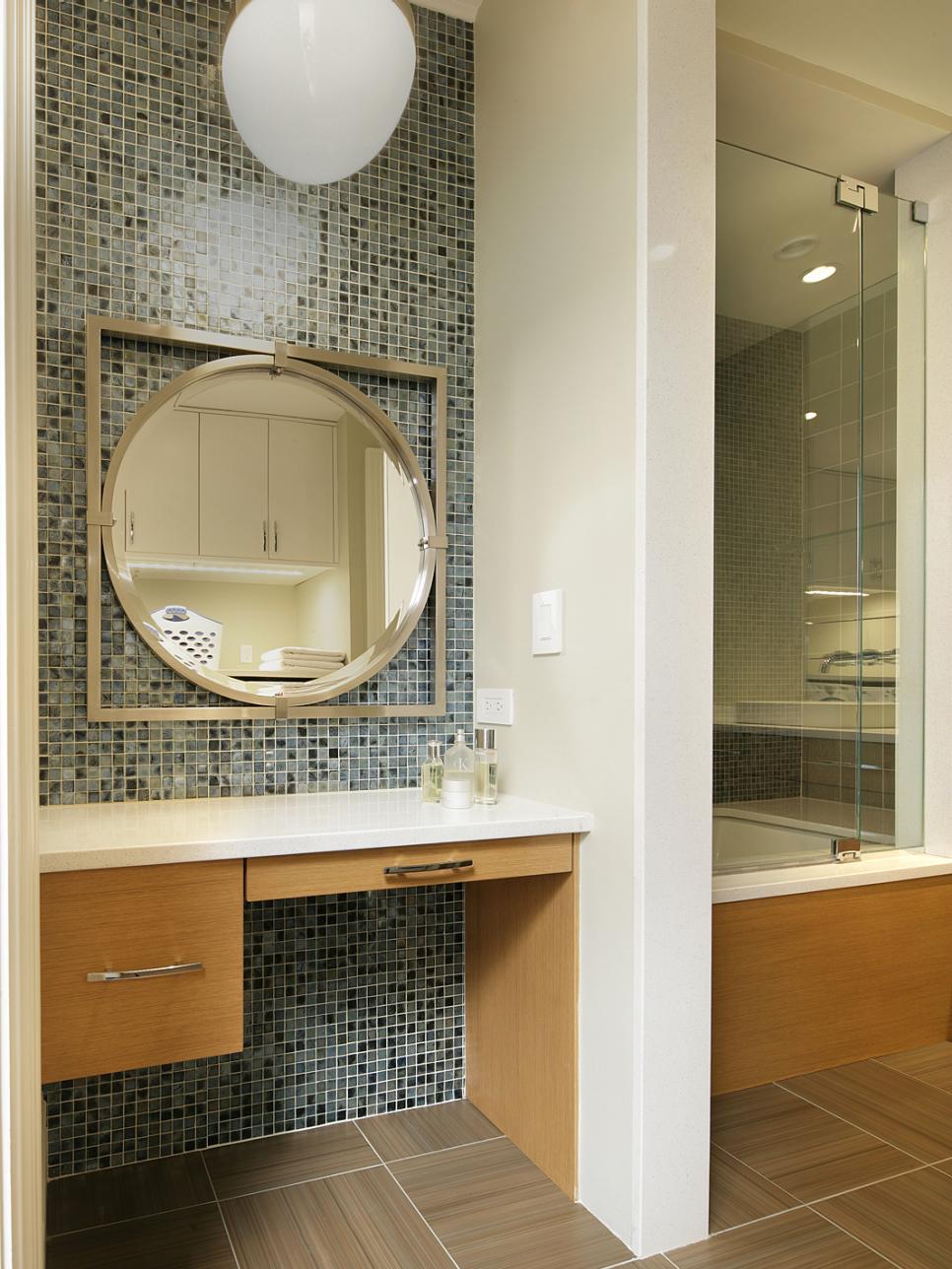 Bathroom Vanity And Mosaic Glass Tile Wall Hgtv