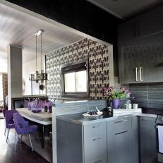 Sleek Black, Grey, and White Dining and Kitchen