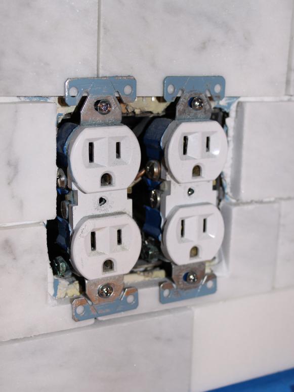 Position Tiles Around Backsplash Outlets 