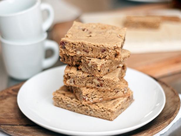 Blondies Stacked on White Plate