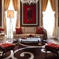 Brown and Red Romantic Living Room