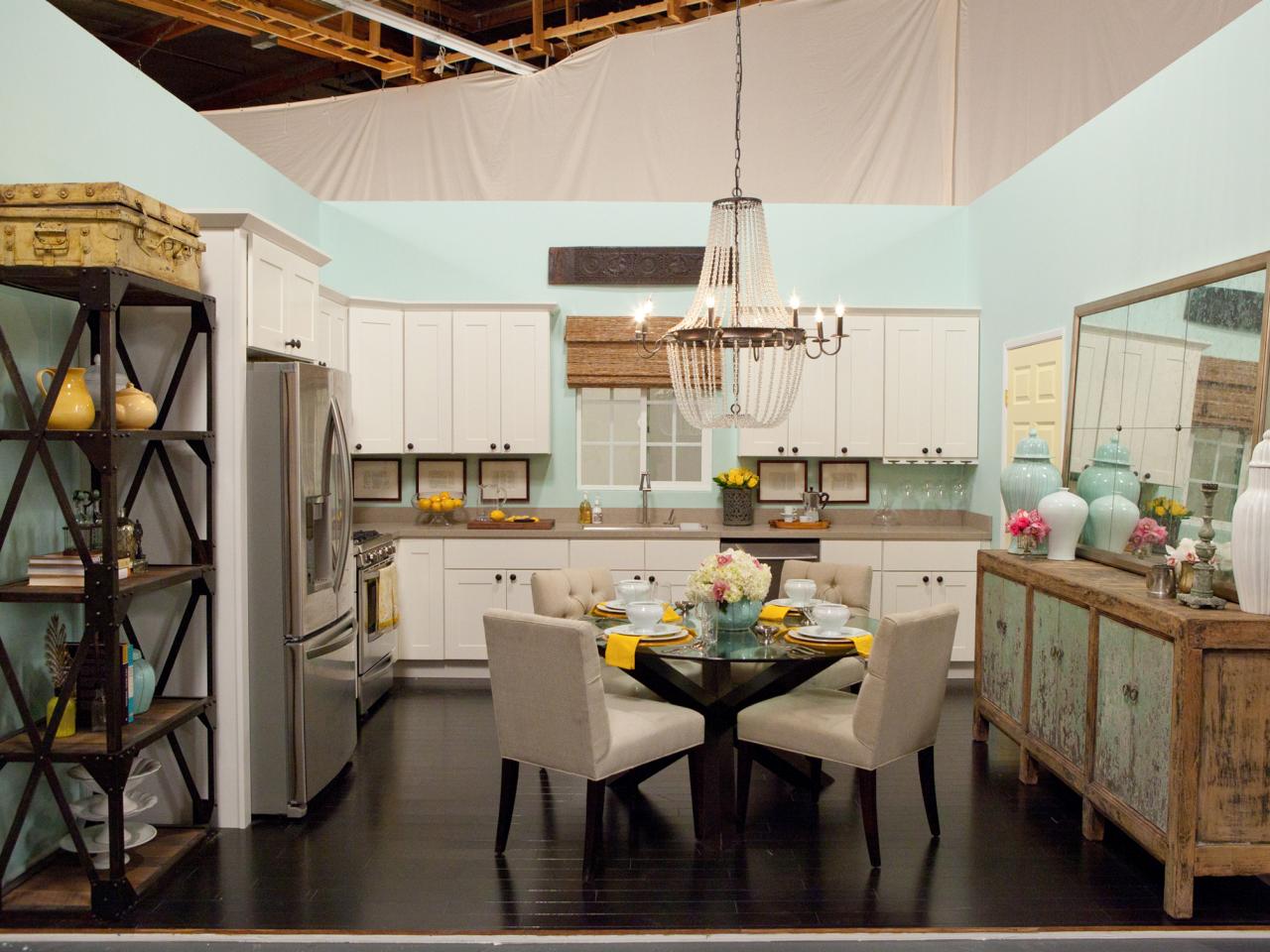 Eclectic Light Turquoise Kitchen With Yellow Accents Hgtv