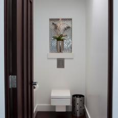 Tiny Modern Powder Room With Floating Toilet