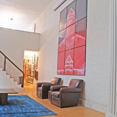 Modern New York Loft Living Room With Oversized Wall Art