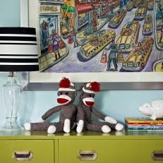 Blue Boy's Bedroom With Colorful Accents