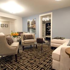Blue Basement Living Room From HGTV's Income Property