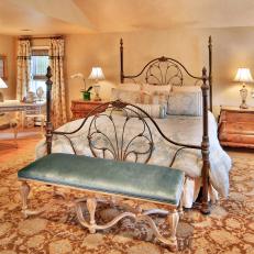 French Country Bedroom With Wrought Iron Bed