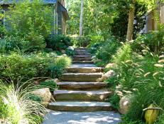 Stone Stairs with Ornamental Grasses