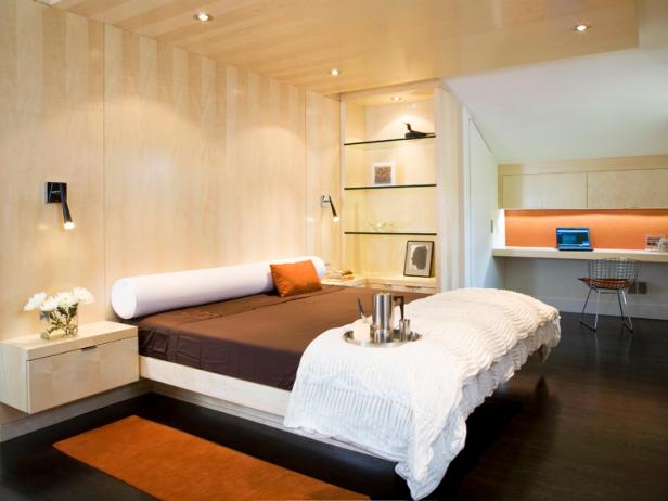 Contemporary Bedroom With Floating Nightstand 