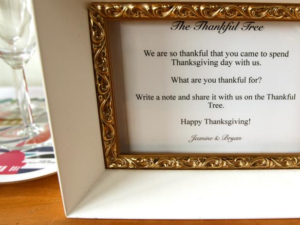 Customized Notecard Asking Guests to Write Thankful Message