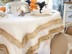 Rustic Tablecloth With Ruffled Burlap Trim