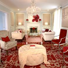 Eclectic Living Room With Red Accents