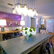 Dining Room with Mason Jar Chandelier