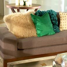 Assorted Throw Pillows on Modern Sofa