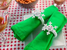 Snowflake Napkin Rings From Puzzle Pieces In DIY Christmas Table Setting