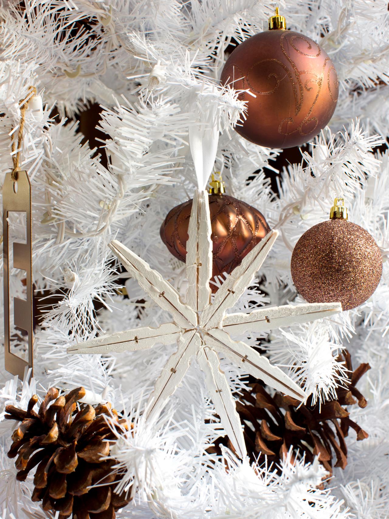 Beige and white paper christmas snowflake ornament
