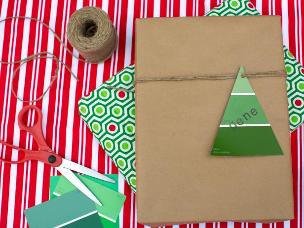 Paint Color Swatch As DIY Christmas Gift Tag
