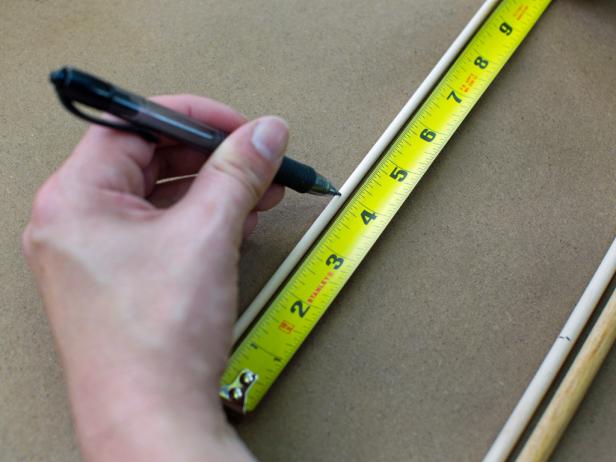 Then, measure and mark each 3/16&quot; dowel at four inches in length.