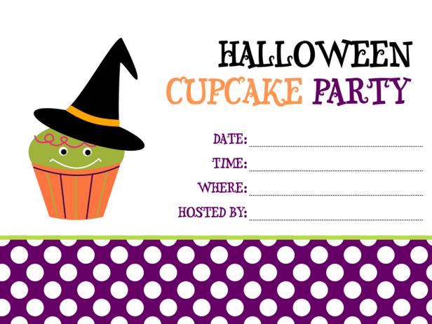 The perfect Halloween party starts with the perfect invite, like this sweet invitations for a Halloween-themed cupcake party.