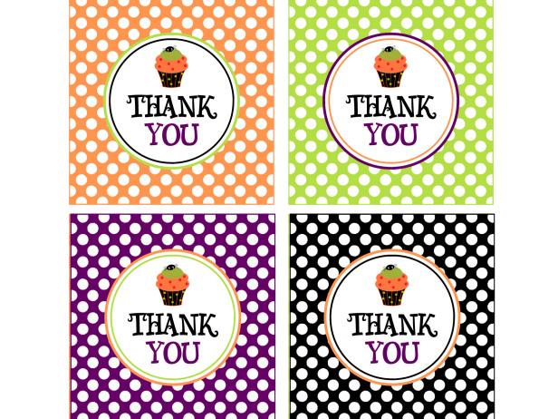 Adorable &quot;thank you&quot; tags are the perfect accessory to a tasty goodie bag following a fabulous Halloween party.