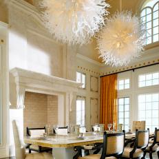 High End Dining Room With Chandelier Art
